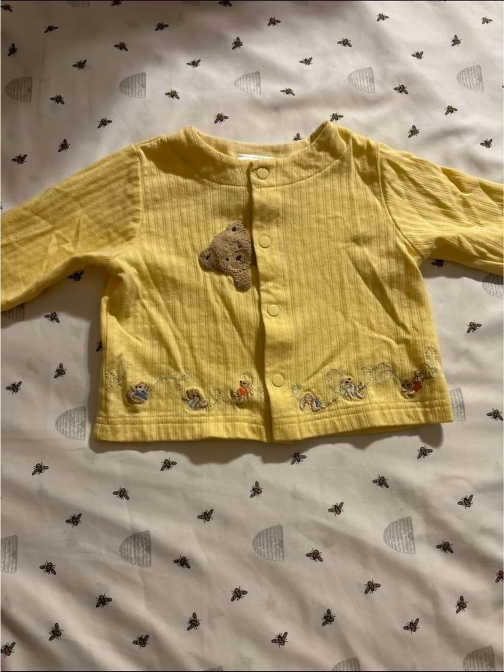 Carter's Yellow Baby Long-Sleeve Snap Cardigan with Animal Embroidery